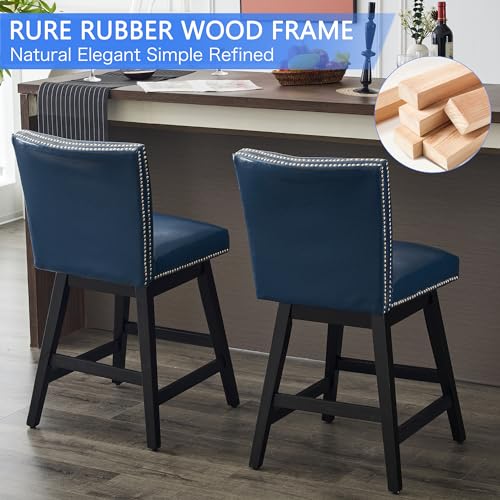 White Upholstered Swivel Bar Stools Set of 2 A557920