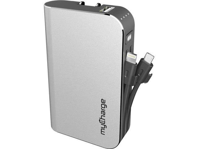 6700 mAh Portable Charger Power Bank with Foldable Plug and Built in Cables Q872216