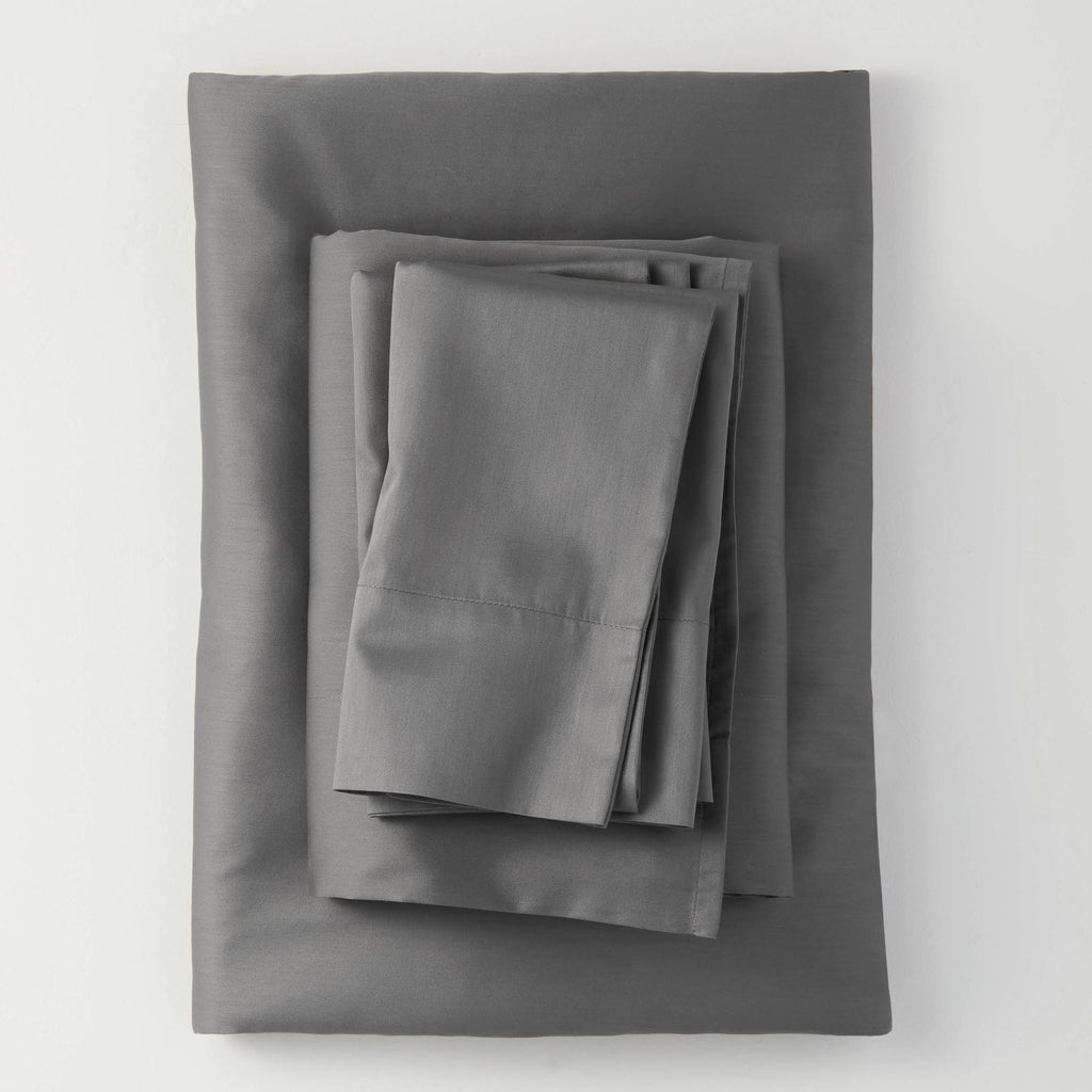Queen 300 Thread Count Temperature Regulating Solid Sheet Set Dark Gray Z491221