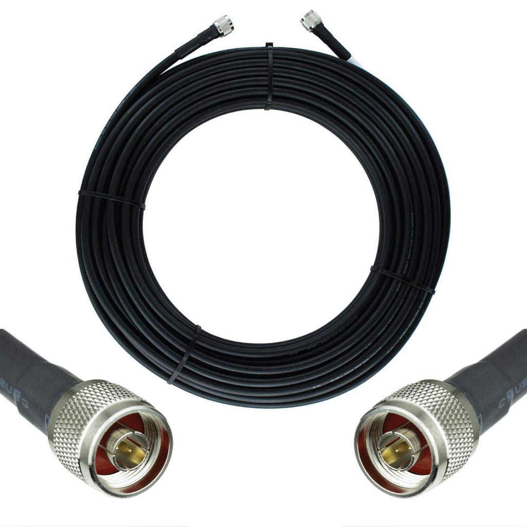50-ohm N-Male to N-Male Black Coax Cable 60ft Q644