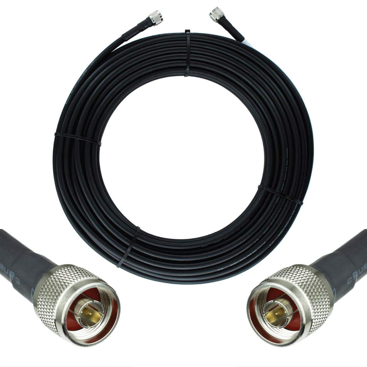 50-ohm N-Male to N-Male Black Coax Cable 60ft Q644
