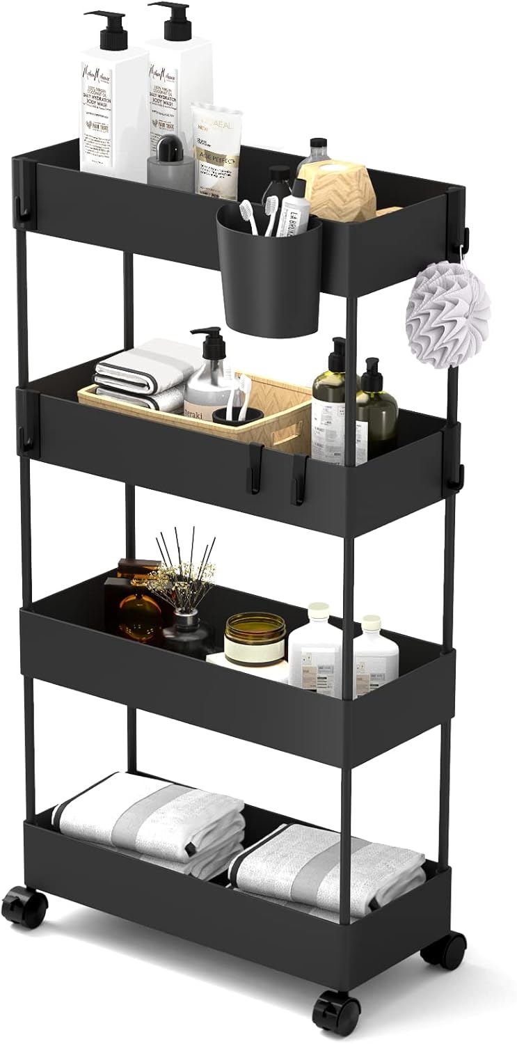4 Tier Slim Rolling Storage Cart with Wheels D280882