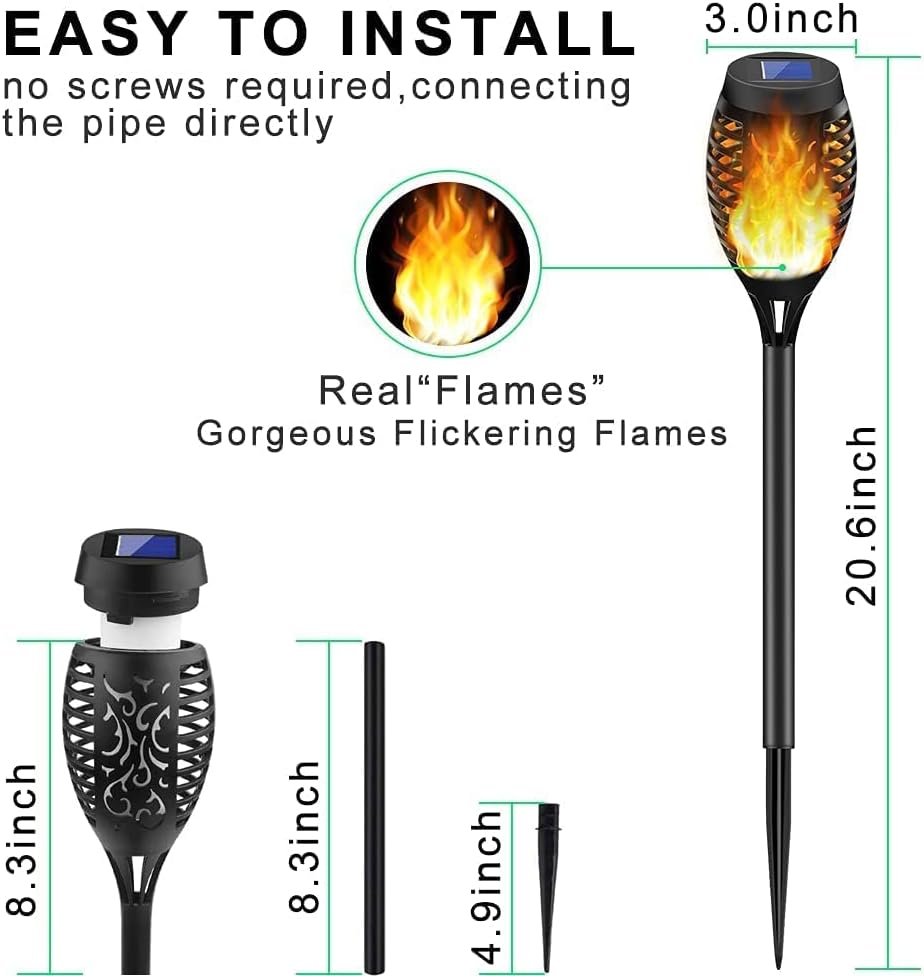 12 Pack Solar Torch Light with Flickering Flame F154140