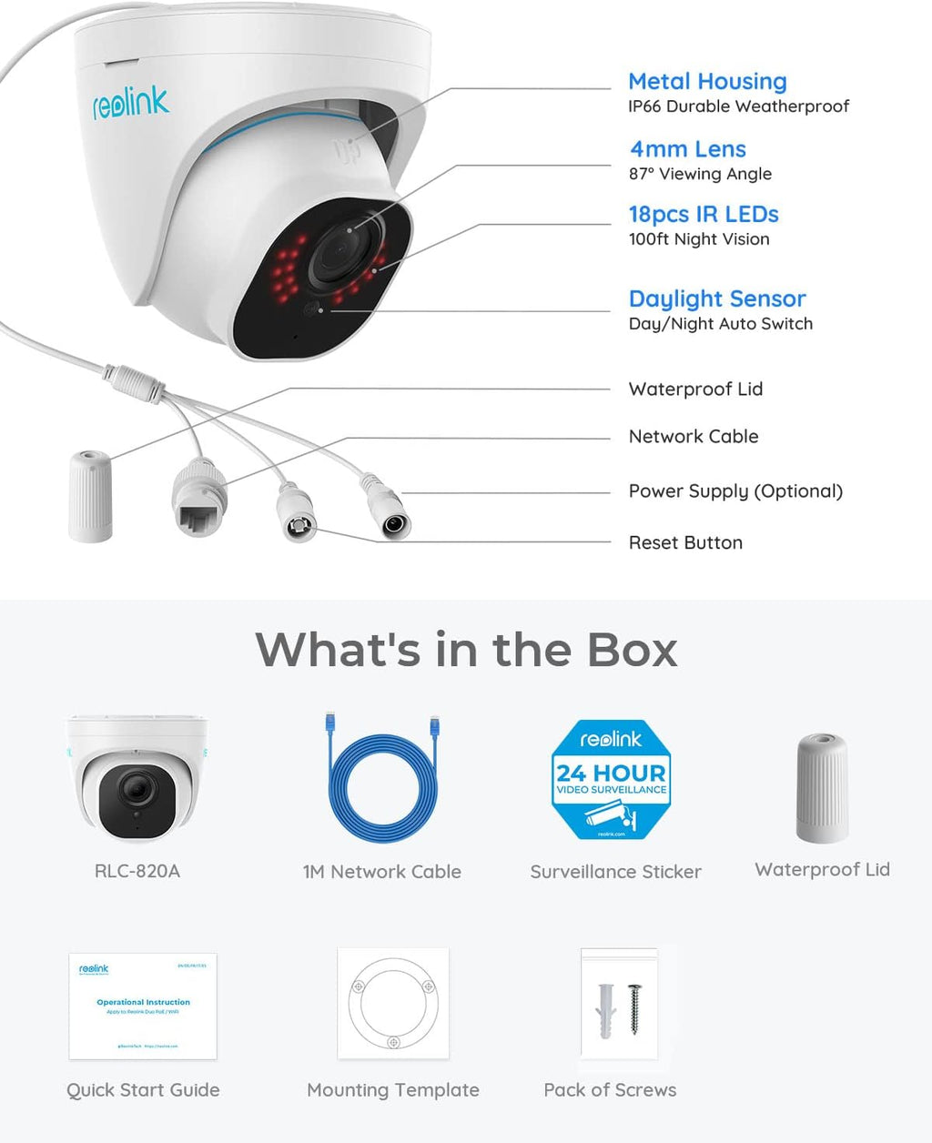 4K Outdoor PoE Dome Camera Pack of 2 I128