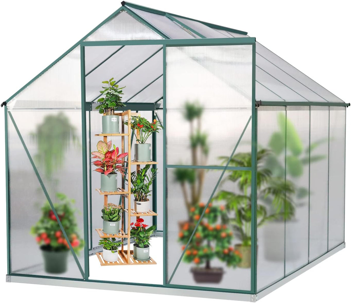 6'x8' Polycarbonate Aluminum Greenhouse with Window W6189