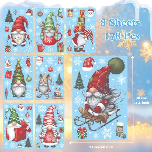 226 PCS White Snowflake Window Clings, 9 Sheets Double-Sided Reusable Decals M4622