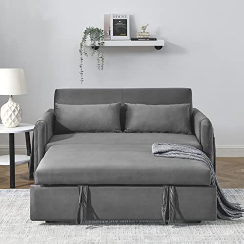 Black Velvet Convertible Sofa Bed with Pull Out Bed G119