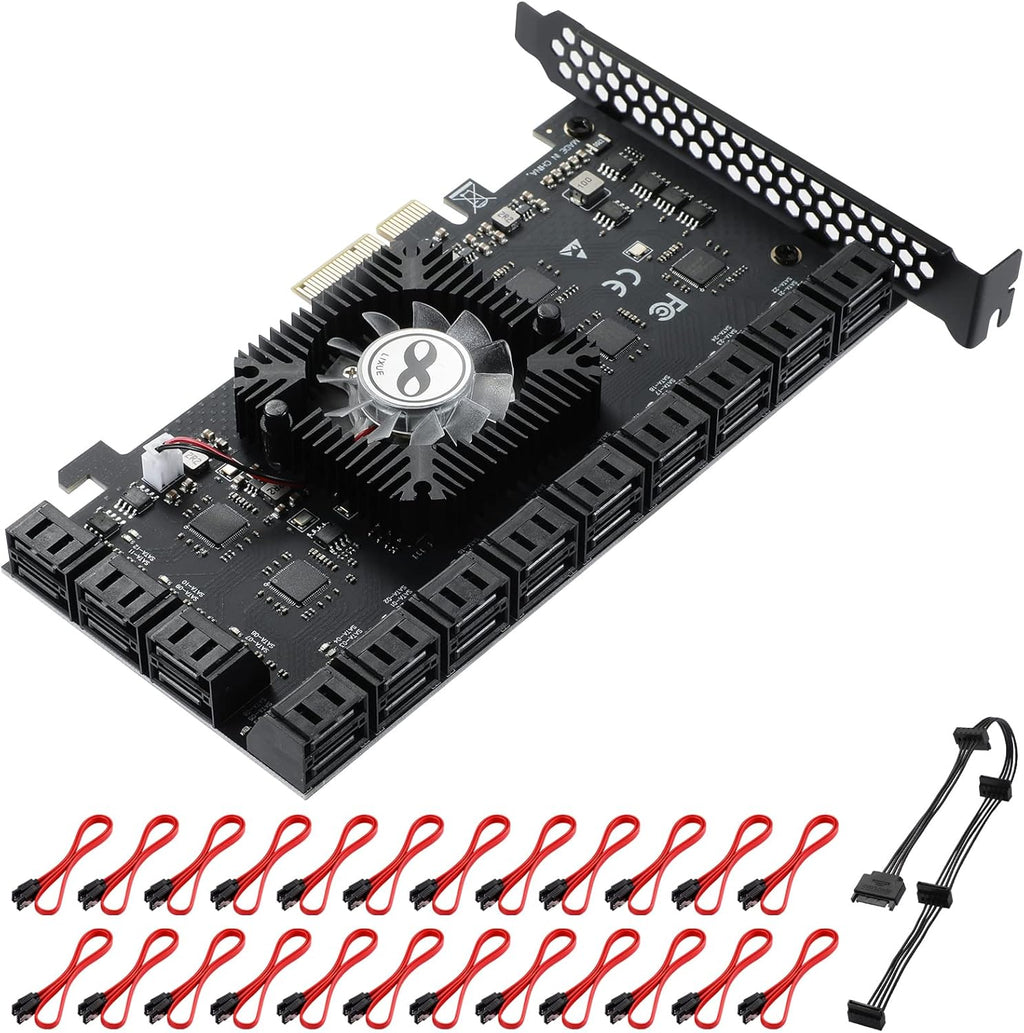 18 Port 6Gbps SATA 3.0 PCIE Card with SATA Cables T941858