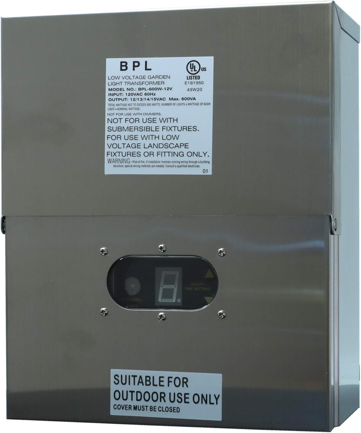 600W Multi Tap 120 Volt AC to 12-15 Volt Stainless Steel Transformer T668