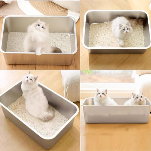 Extra Large Stainless Steel Cat Litter Box with Smooth Corners S7902