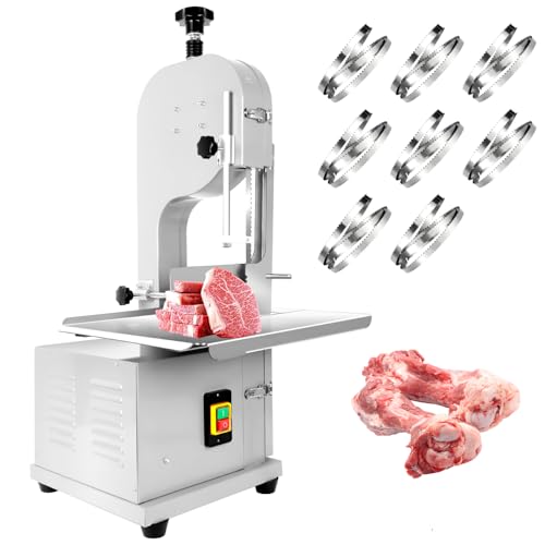 1500W Commercial Bandsaw Machine, 19x14" Stainless Steel Worktable, Electric Bone Saw Machine with 8 Blades N957