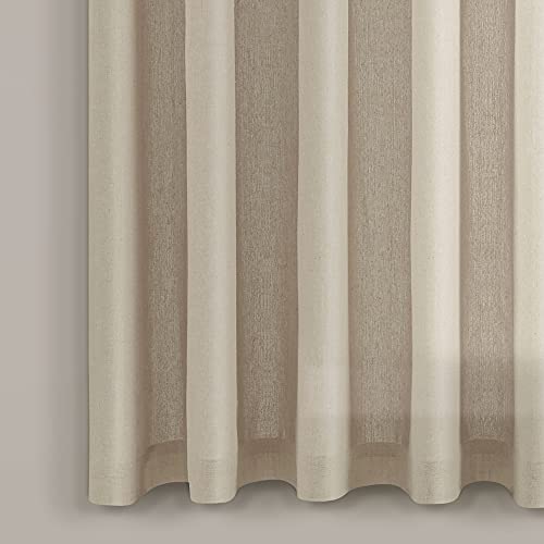 Burlap Knotted Tab-Top Window Curtain Panel Pair, 45"W x 84"L, Light Linen O254895