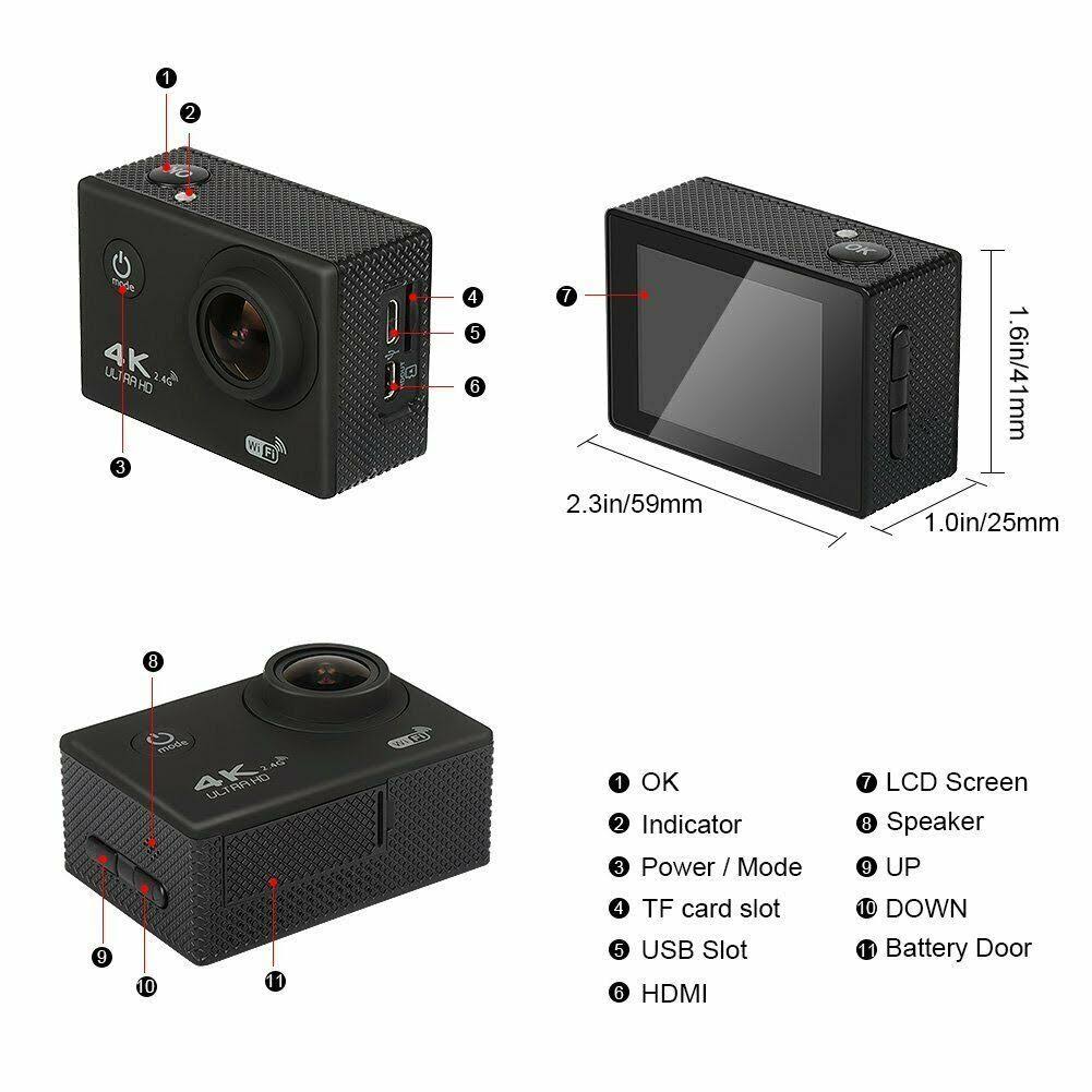 4K Ultra HD Sports Camera Bundle with Wireless Wrist Remote N6824