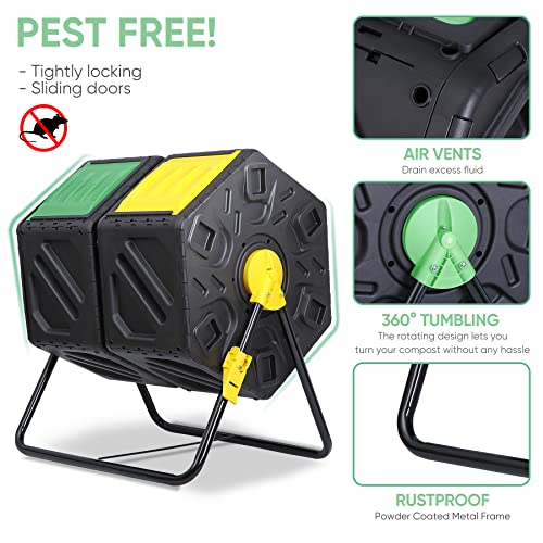 37 Gallon Black Dual Chamber Compost Tumbler R6776