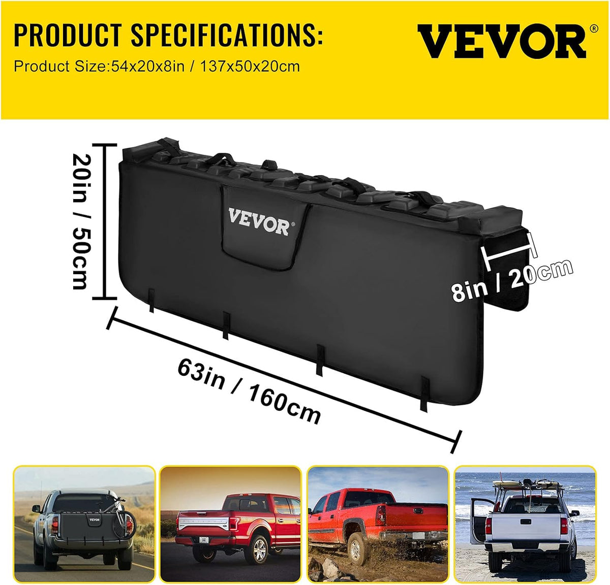 Tailgate Pad for Bikes, Carries up to 6 Mountain Bikes, 63 Pickup Pad G673869