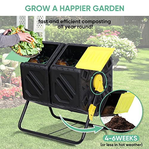 37 Gallon Black Dual Chamber Compost Tumbler R6776