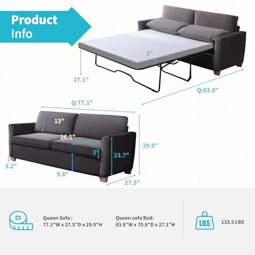Queen Size Velvet Pull Out Sofa Bed P88129