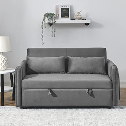 Black Velvet Convertible Sofa Bed with Pull Out Bed G119