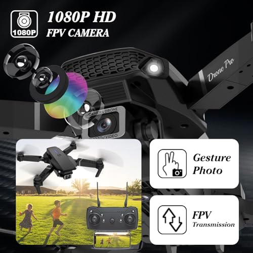 Foldable Mini Drone with 1080P Camera, 2 Batteries, Black G990