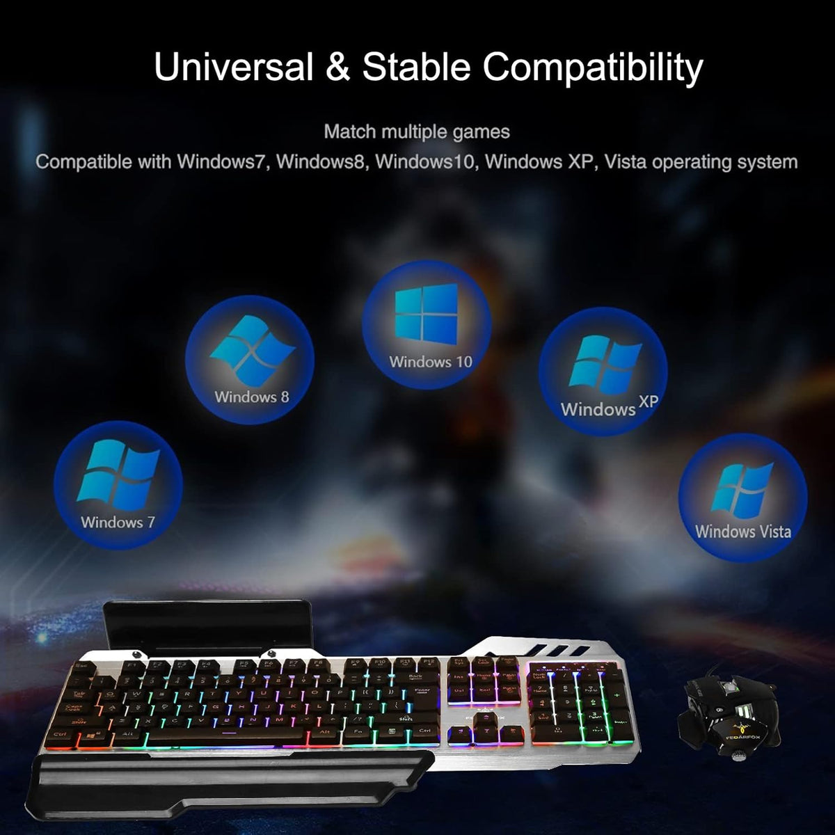 Wired Rainbow Led Backlit Gaming Keyboard and Mouse Combo D3312
