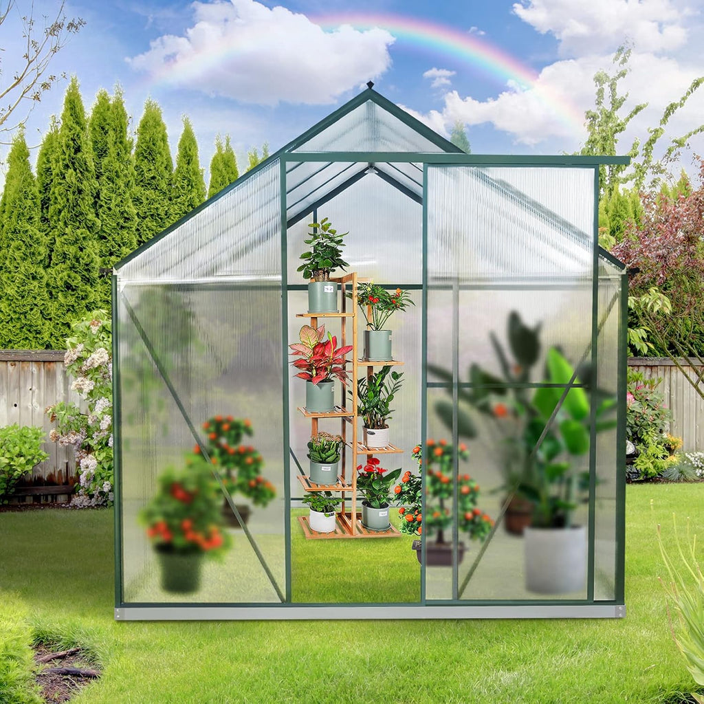 6'x8' Polycarbonate Aluminum Greenhouse with Window W6189