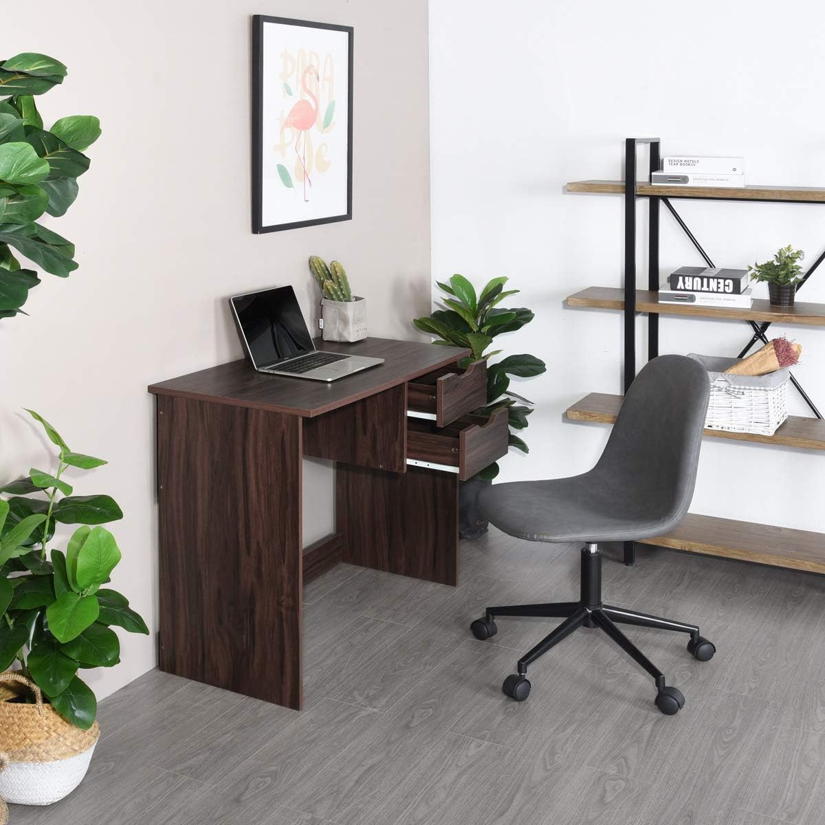Computer Desk with Drawer 35.4 in Wood Workstation K539605