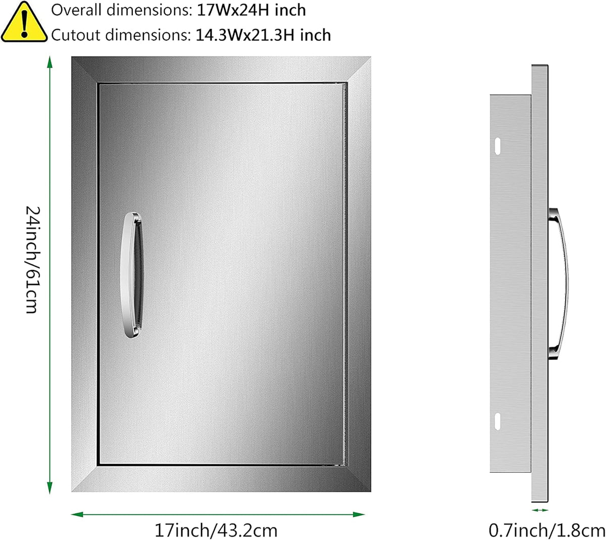 Stainless Steel 24''W x 24''H Outdoor Kitchen Doors U70465