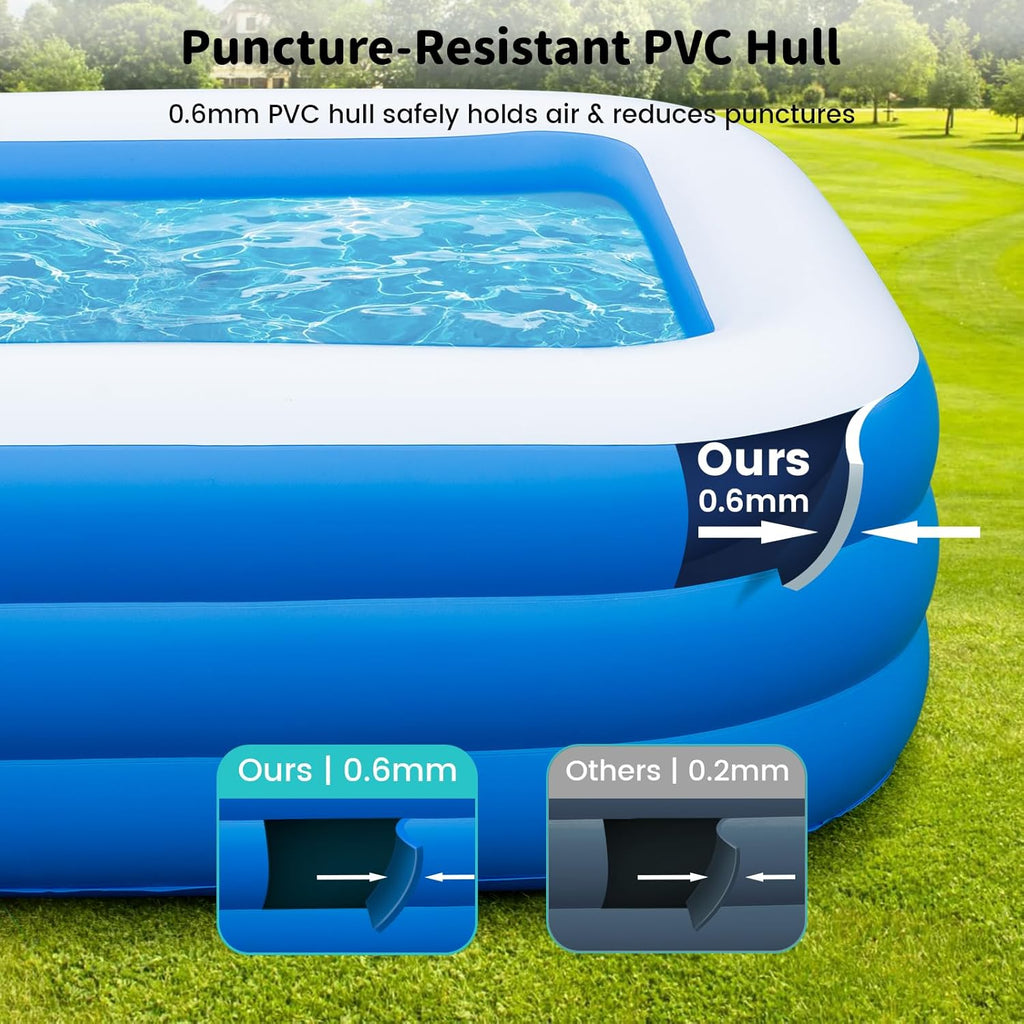 Extra Large Inflatable Pool 130"x 72" x 22" Oversized Blow Up Pool with Pump X72234
