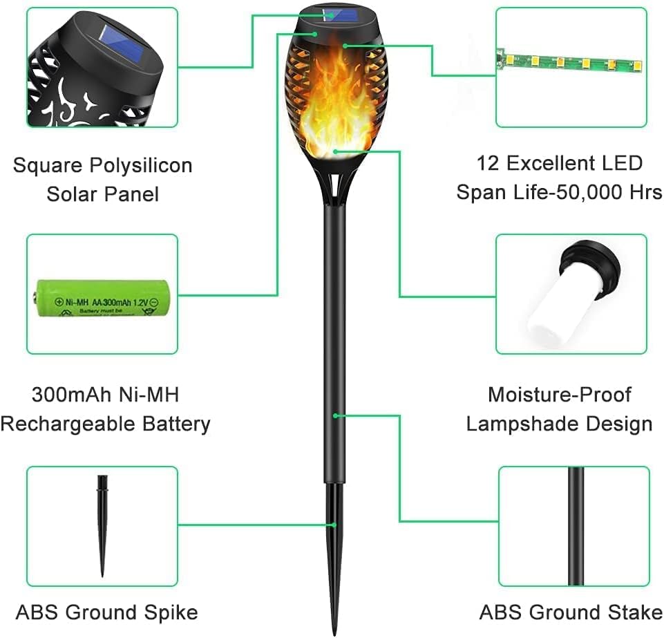 12 Pack Solar Torch Light with Flickering Flame F154140