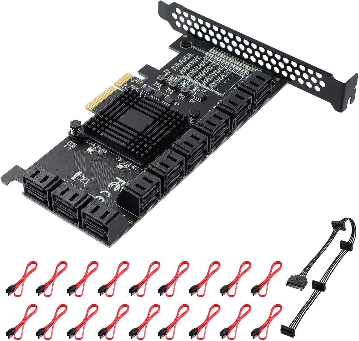 18 Port 6Gbps SATA 3.0 PCIE Card with SATA Cables T941858