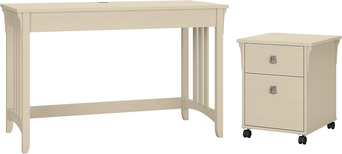 48W Cape Cod Gray Writing Desk with 2 Drawer Mobile File Cabinet Y163