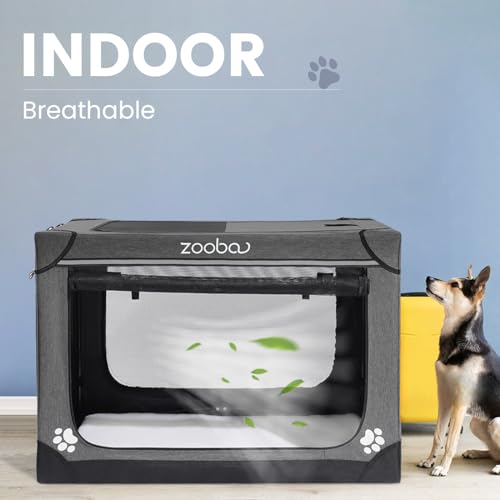 Charcoal Gray Portable Soft Dog Crate with Carry Bag B844