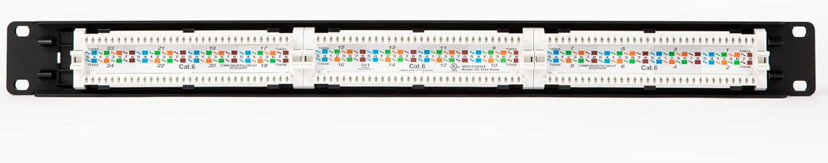 Cat6 24 Port Patch Panel, 1U Rackmount or Wall Mount, Pack of 2 P928956