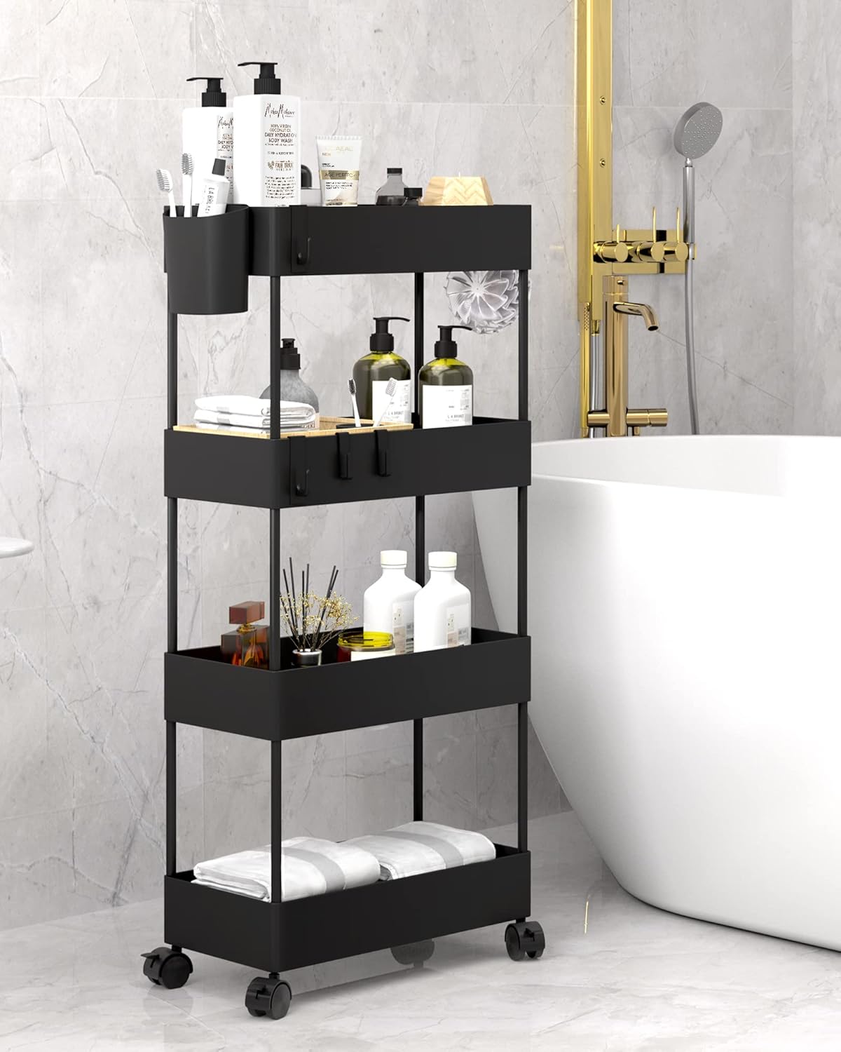 4 Tier Slim Rolling Storage Cart with Wheels D280882