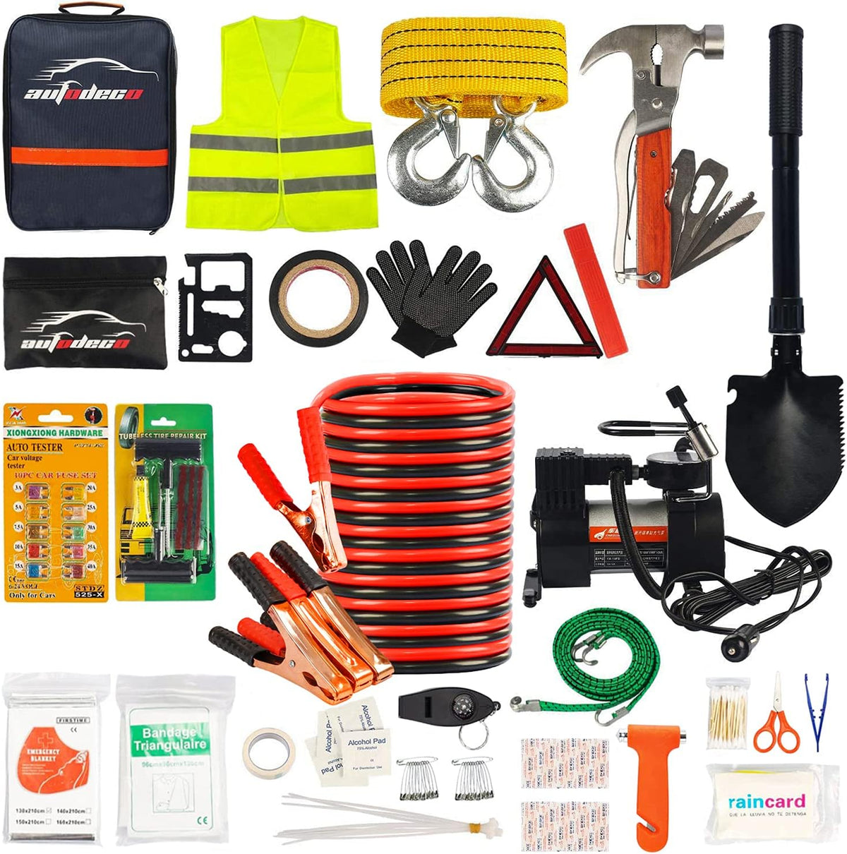 118-Piece Heavy Duty Car Roadside Emergency Kit A10097
