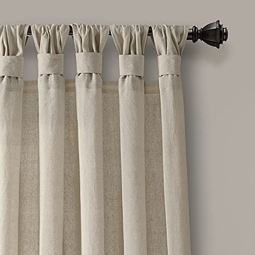 Burlap Knotted Tab-Top Window Curtain Panel Pair, 45"W x 84"L, Light Linen O254895