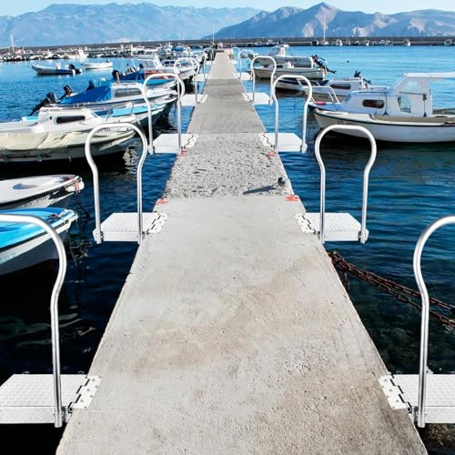 Folding Boat Boarding Platform with Handrail 500LBs Load Non-Slip Heavy Duty Steel U879719