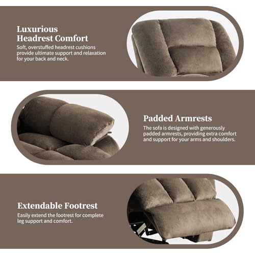 Taupe Fabric Manual Reclining Chair with Heat and Massage E8670