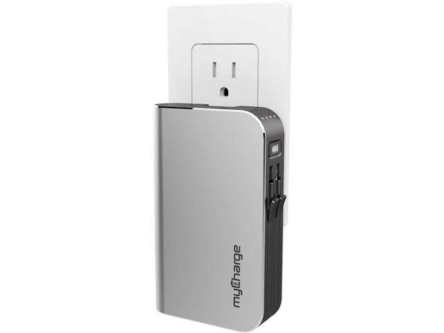 6700 mAh Portable Charger Power Bank with Foldable Plug and Built in Cables Q872216