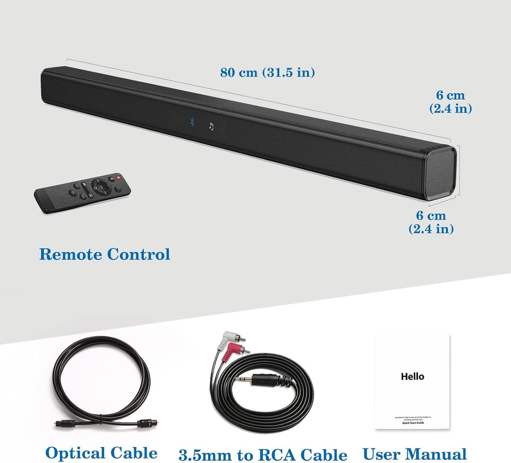 Wired & Wireless Bluetooth Soundbar with Remote Control N84052