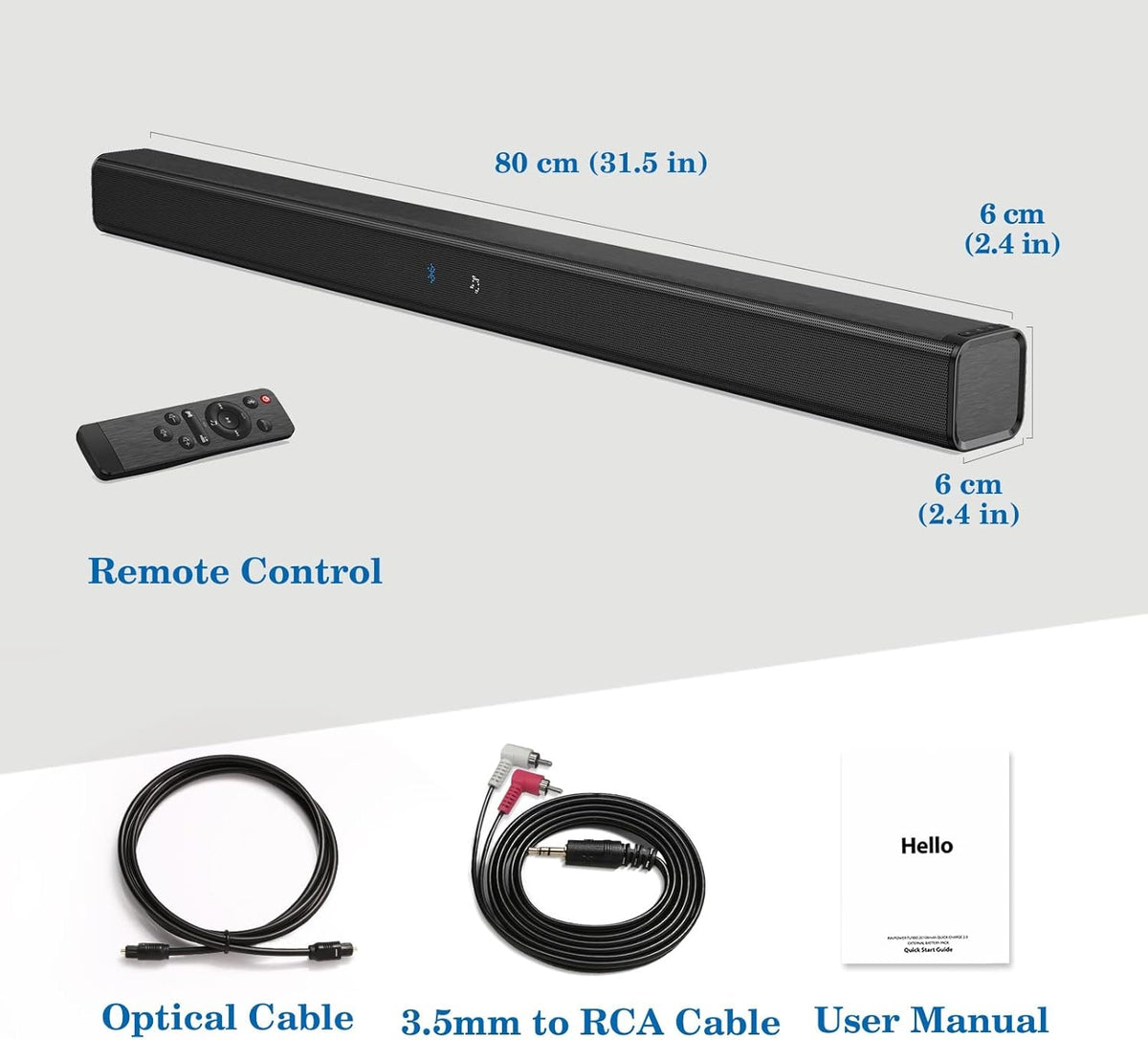 Wired & Wireless Bluetooth Soundbar with Remote Control N84052