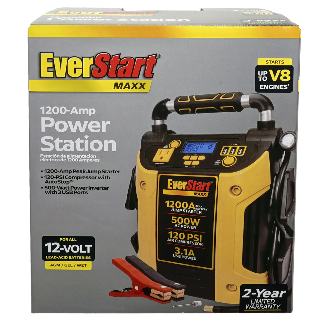 1200 Peak Amps Jump Starter with 500W Inverter and 120 PSI Compressor Y860
