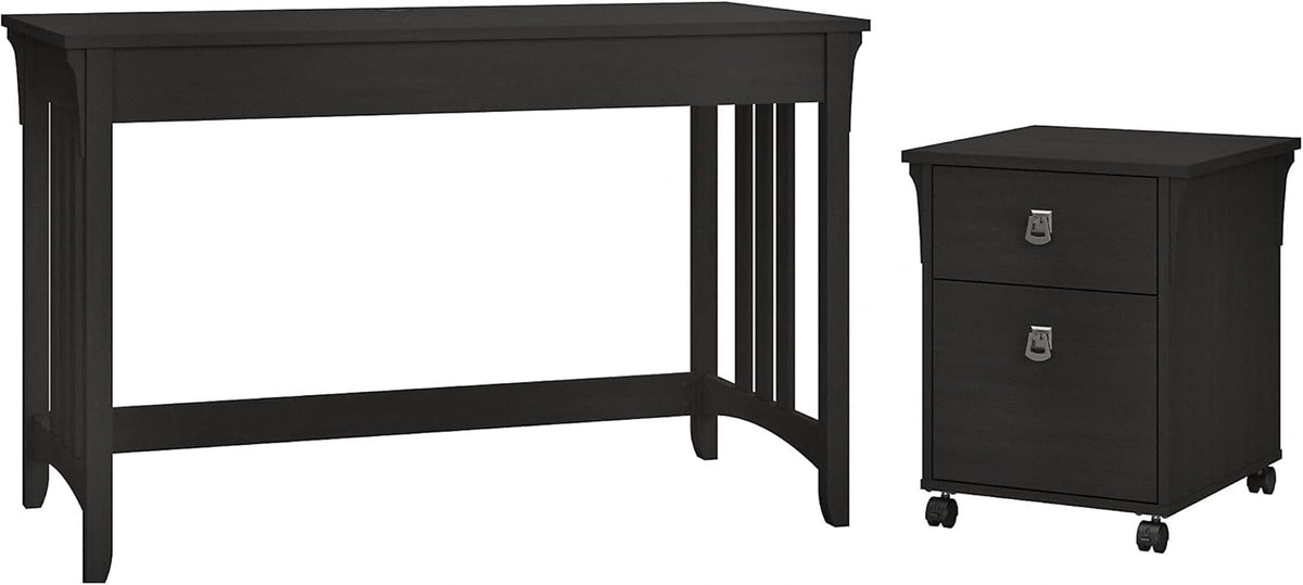 48W Cape Cod Gray Writing Desk with 2 Drawer Mobile File Cabinet Y163