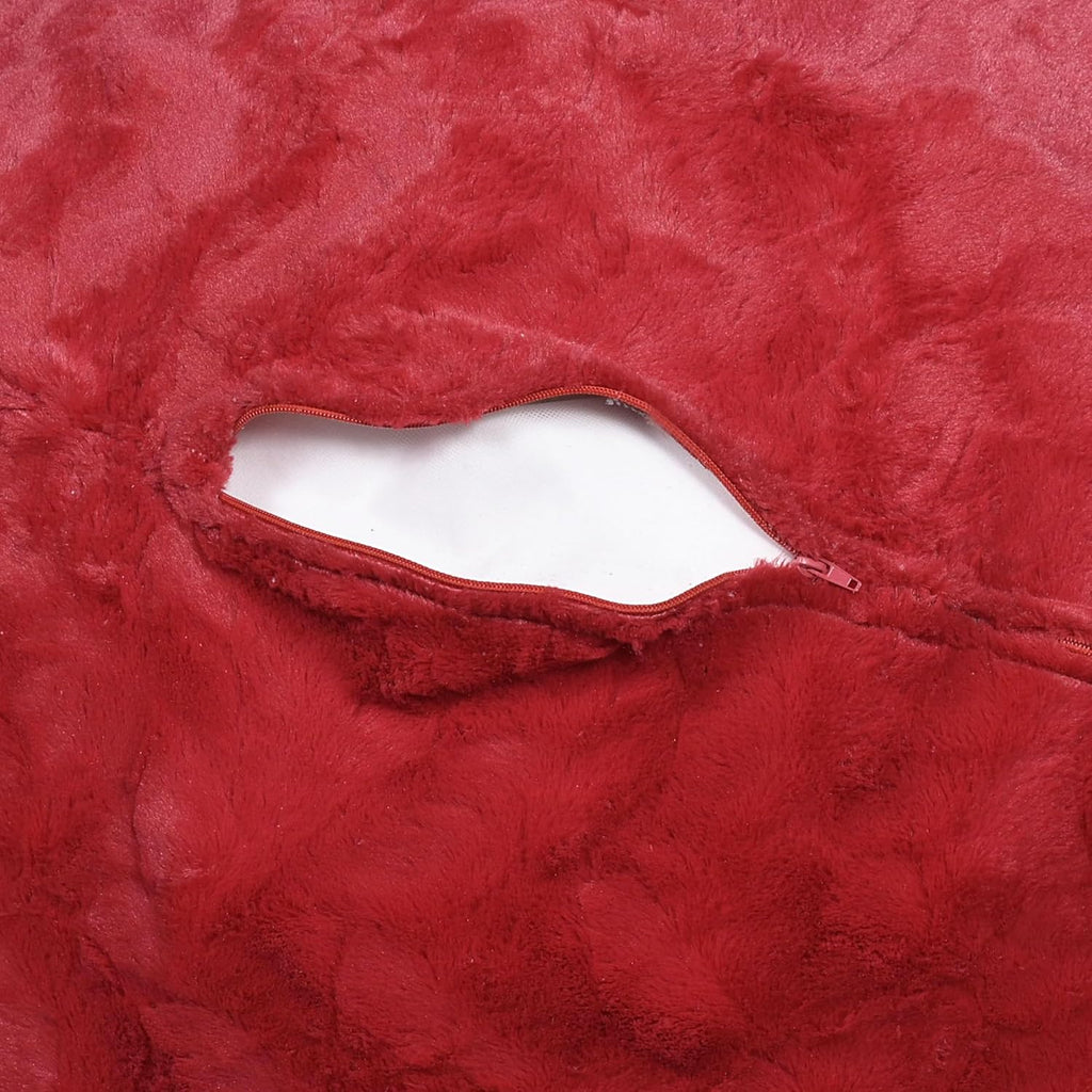 Red Faux Fur Bean Bag Chair with Memory Foam T8370