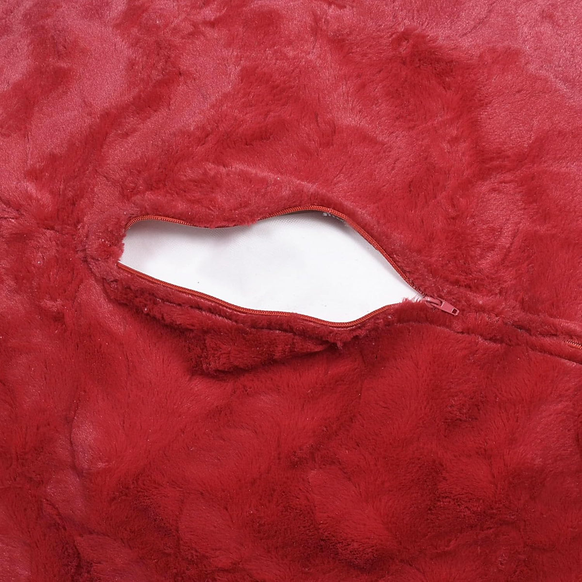 Red Faux Fur Bean Bag Chair with Memory Foam T8370