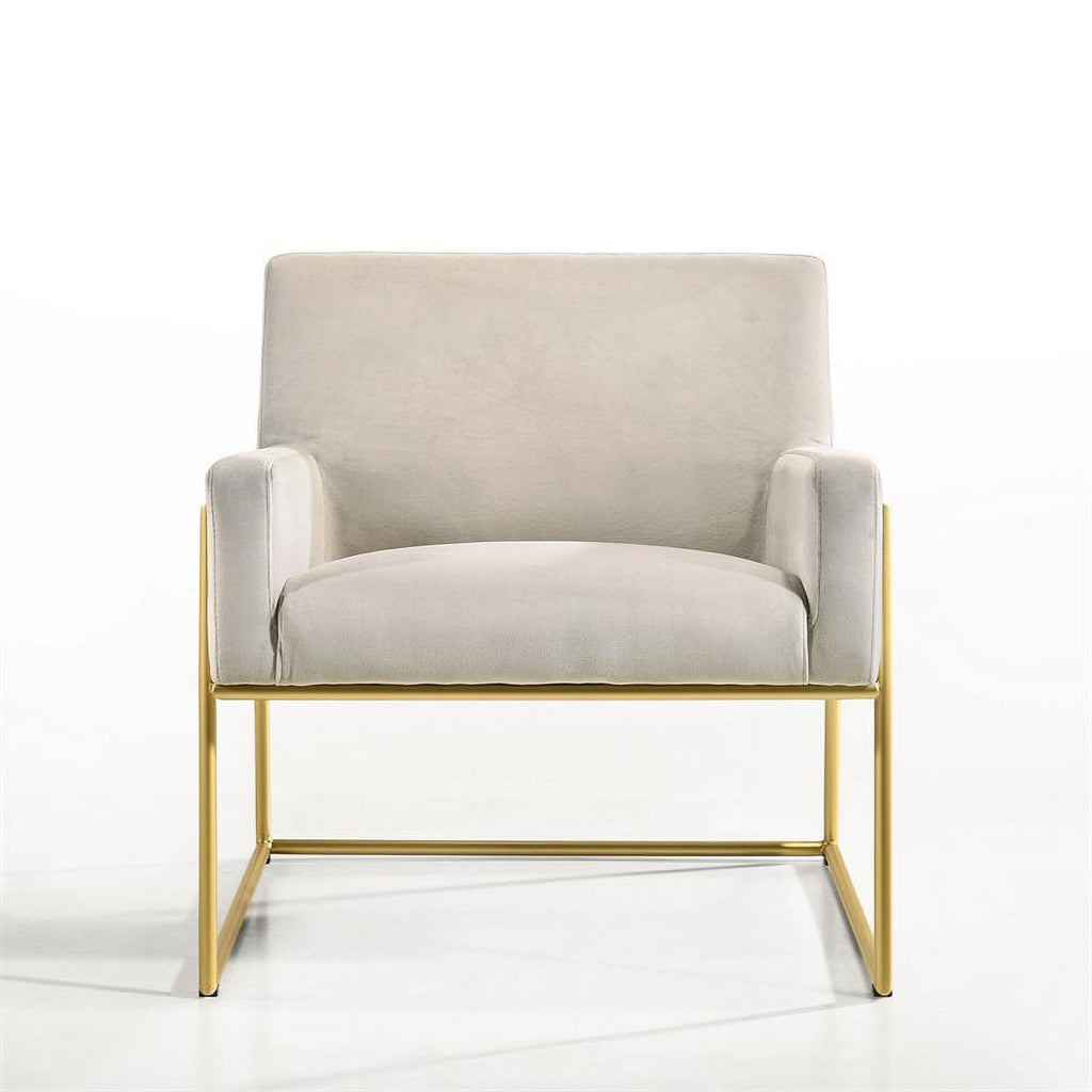 Steel & Velvet Upholstered Lounge Accent Chair in Abalone Gray K73552