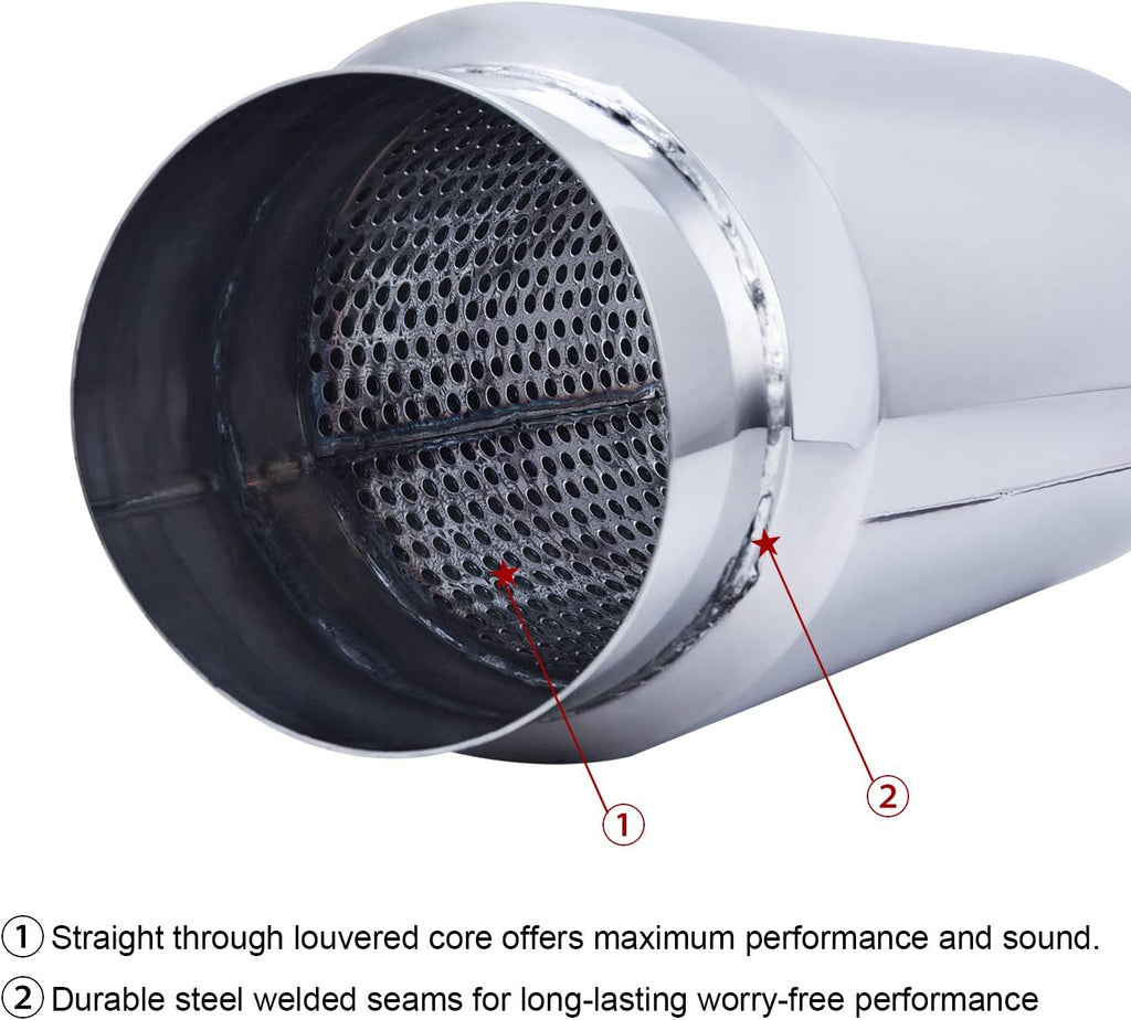 4 Inlet/Outlet Exhaust Muffler Stainless Steel Straight Through Pack of 2 U660471
