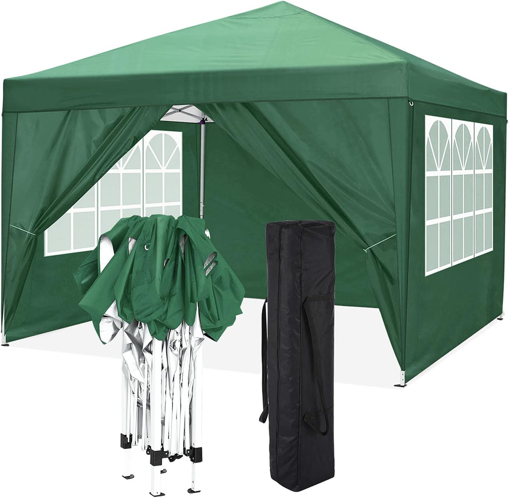 10'x10' Pop Up Commercial Instant Gazebo Tent with 4 Removable Zippered Sidewalls H56962