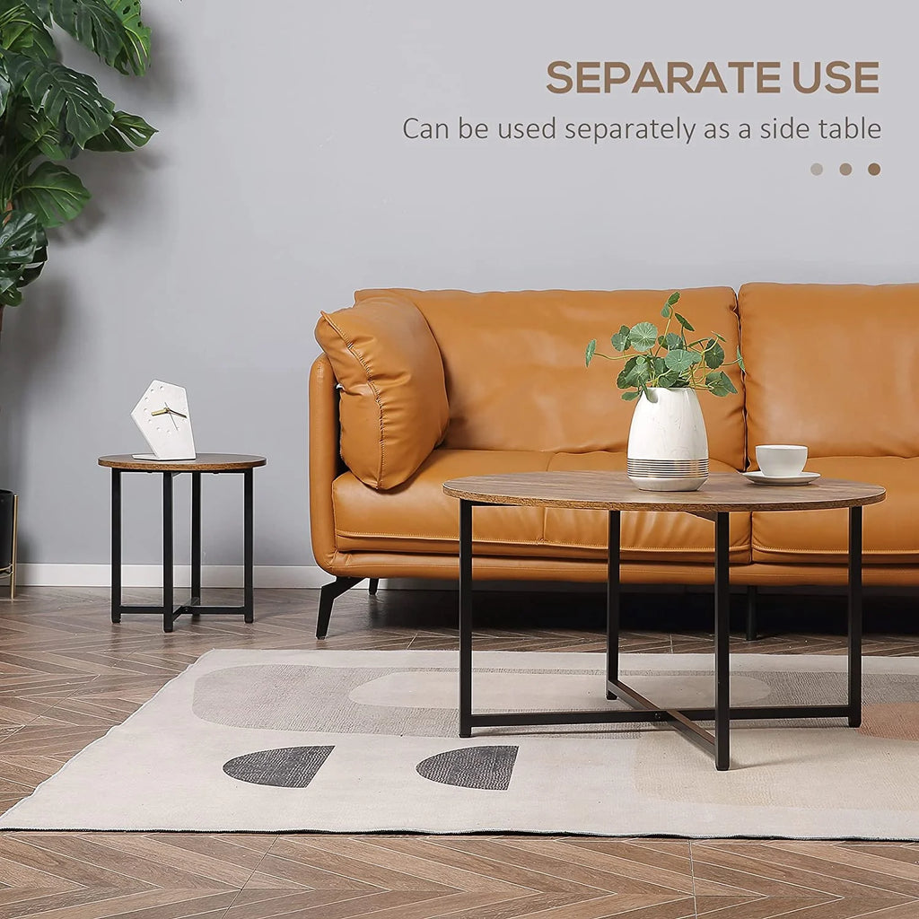 Set of 2 Round Coffee Table with Metal Frame M316