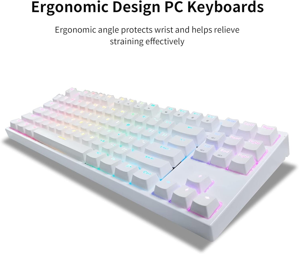 White 87 Keys Wired Mechanical Gaming Keyboard L357
